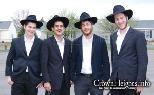 The yeshiva students who helped her from left: Binyamin Weiss, Levi Waks, Reuven Weiss and Zalmy Plotke