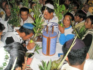 Bnei Menashe in the 
northeastern Indian state of Manipur as they celebrate Sukkot