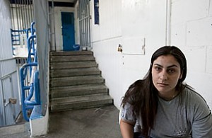 Amneh Muna, shown in Israels Sharon Prison on Sept. 22, 2004, used the Internet to lure Ofir Rahum to his death in the West Bank city of Ramallah [Photo: David Blumenfeld]