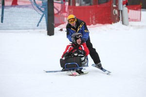 Kids of Courage brought upwards of 30 children with serious medical diagnoses yesterday to Sugarbush to learn to ski with Vermont Adaptive.