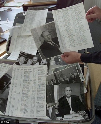 One of the original Schindler's List amongst other photographs in a Berlin newspaper office (file photo).