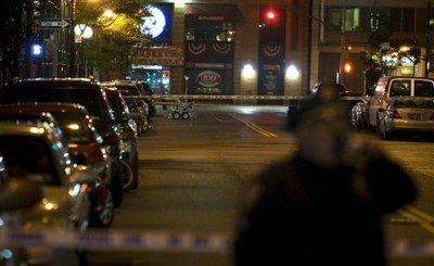 A robot inspects a suspicious vehicle with several gas cans reported in the rear seat on Irving Place near 14th Street in New York, Thursday, May 13, 2010. (AP Photo/David Goldman)
