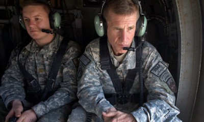 General Stanley McChrystal travels to Kandahar. Photograph: Paula Bronstein/Getty Images