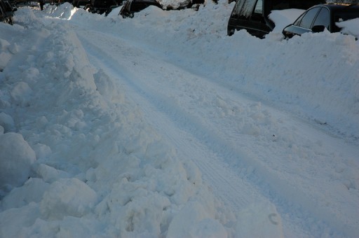 A good portion of the streets are still not plowed, 4 days on near Ft. Hamilton Parkway, Brooklyn, NY