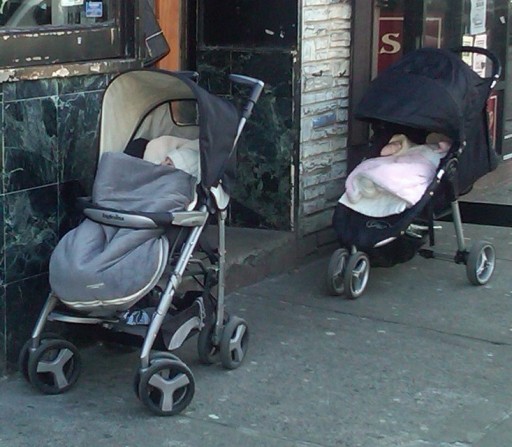 in this undated photo Two infants left unattended outside a restaurant on 13th Ave in Brooklyn, NY