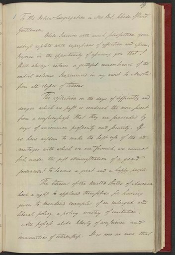 George Washington's reply to the Newport, RI, 