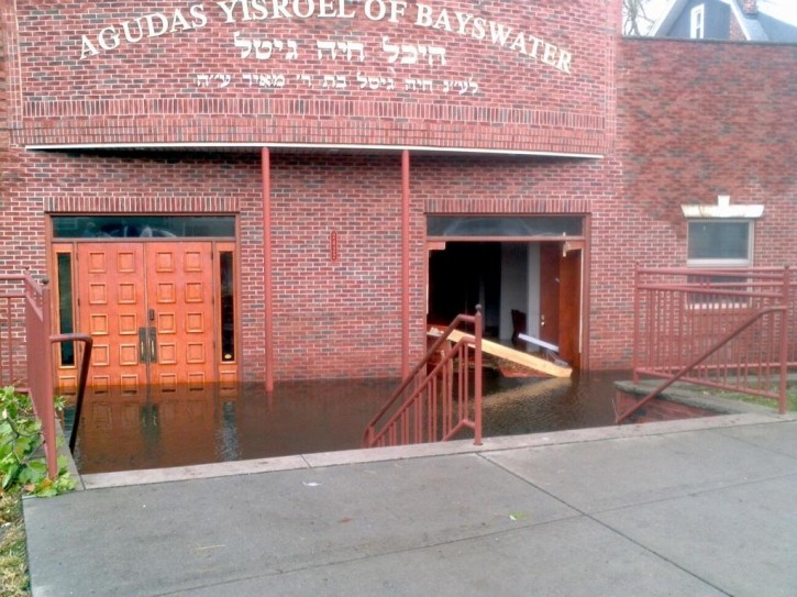 In this Oct 30 2012 photos The Agudah of Bayswater, located approximately one third of a mile from the bay, has been totally destroyed by the storm.