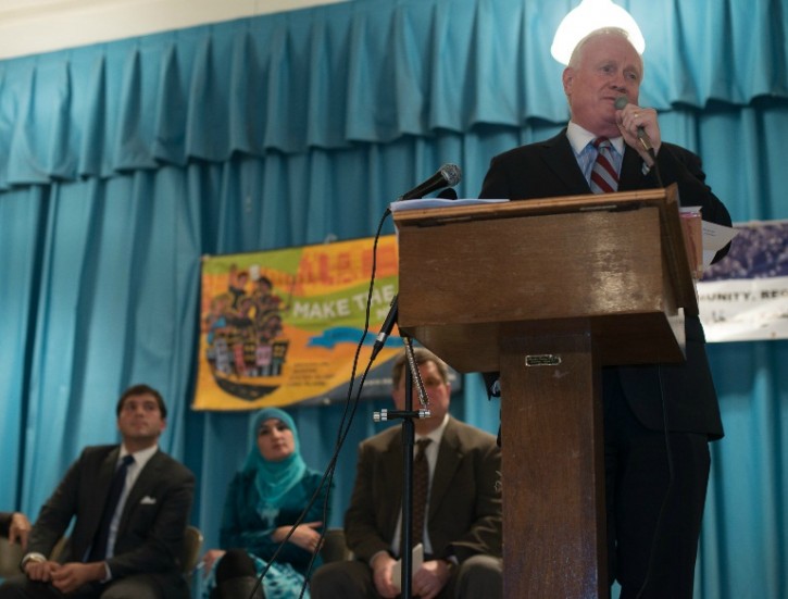 State Senator Marty Golden at the forum hosted by the Arab American Association of NY. Photo courtesy to VIN News By Shadi Bushra