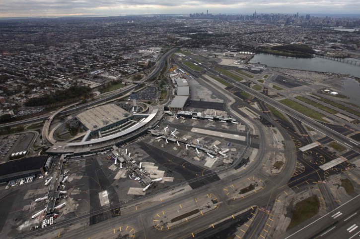 An aerial view of LaGuardia airport in New York October 31, 2012. New York City and the sodden U.S. Northeast began an arduous journey back to normal on Wednesday after mammoth storm Sandy. REUTERS/Adrees Latif