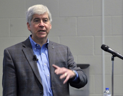 (Governor Rick Snyder speaks in Michigan in November. (AP Photo/Detroit News, Dale G. Young))