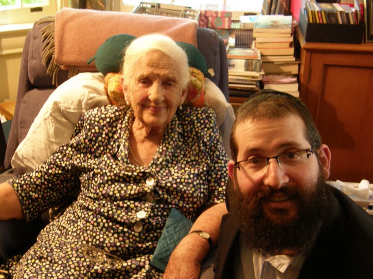 In photos, Rabbi Chaim Herzog, Shliach of Chabad of Melbourne CBD poses with Dame Elizabeth Murdoch during celebration of her 101 birthday. Rabbi Herzog had a close relationship with Mrs. Murdoch