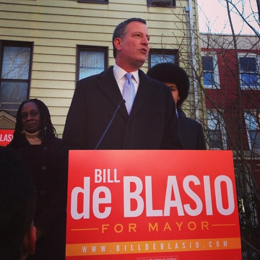 New York City Public Advocate Bill de Blasio announces his Democratic candidacy for mayor with his wife Chirlane McCray and son Dante in the Brooklyn borough of New York, January 27, 2013. Photo: de Blasio campaign