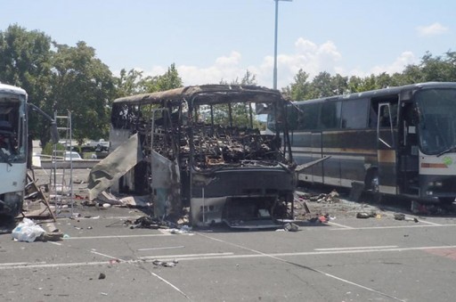 FILE - Buses that were damaged in a bomb blast are seen outside Burgas Airport, about 400km (248miles) east of Sofia July 19, 2012. Reuters