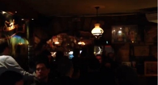 Footage video from inside the Smoking Dog pub in Lyon showing Tottenham fans crowded at the back of the bar as they are attacked by masked men in Lyon on Wednesday night.