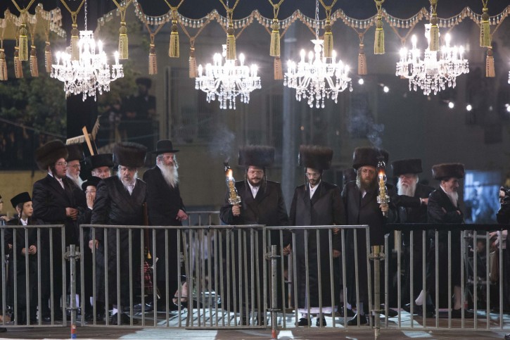 A general view of a huppa (canopy) at the Jewish marriage ceremony of the Belz Hasidic dynasty rebbe's son, in Jerusalem, on May 21, 2013. Photo by Yonatan Sindel/Flash90