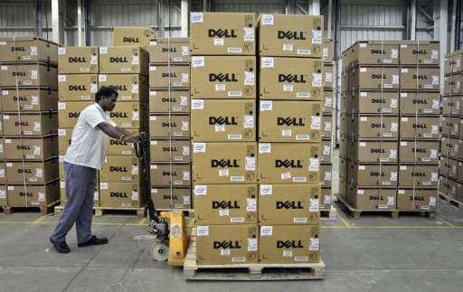 A man pushes a trolley full of Dell computers through a company factory in Sriperumbudur Taluk, in the Kancheepuram district of the southern Indian state of Tamil Nadu, in this June 2, 2011 file photograph. Reuters