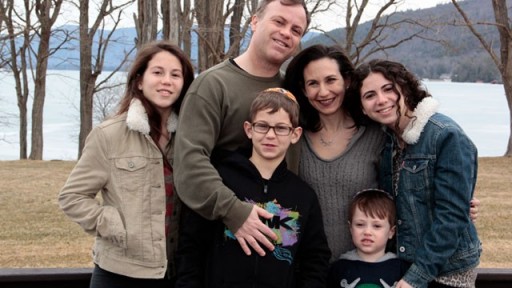 Devorah Schochet, with her husband and children, has struggled to rebuild her storm-damaged home and now is dealing with a fatal ALS diagnosis. (Courtesy Devorah Schochet)