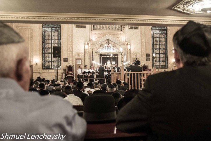 Shloshim service at Synagogue Beis Yisroel in Borough Park section of Brooklyn, NY on July 23 2013, for Cantor Moshe Schulhof who passed away last month. (Photo: Dov&Shmuel Lenchevsky)