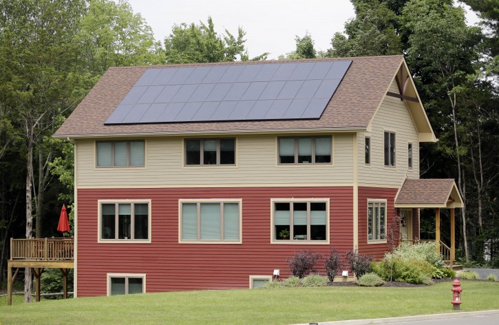 A zero net energy home is seen on Tuesday, July 9, 2013, in New Paltz, N.Y. (AP Photo/Mike Groll)