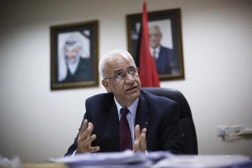 FILE - Palestinian chief negotiator Saeb Erekat gestures during his interview with Reuters in the West Bank city of Ramallah August 11, 2013. Reuters
