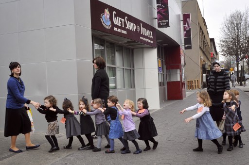 FILE - Young Ultra Orthodox Jewish school girls in, Brooklyn, New York City. March 21, 2012. Photo by Serge Attal/FLASH90