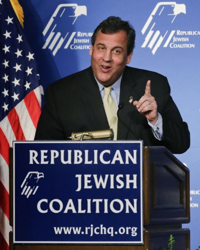 New Jersey Gov. Chris Christie speaks at the Republican Jewish Coalition, Saturday, March 29, 2014, in Las Vegas.  AP