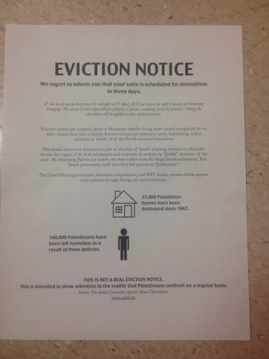 The eviction notice via Laura Adkins of Times Of Israel