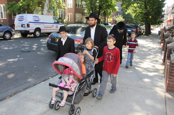 The McJunkin family earlier this morning in Borough Park section Of Brooklyn, NY after Mikveh Immersion as a requirement for conversion. ( Shimon Gifter/VINnews.com)