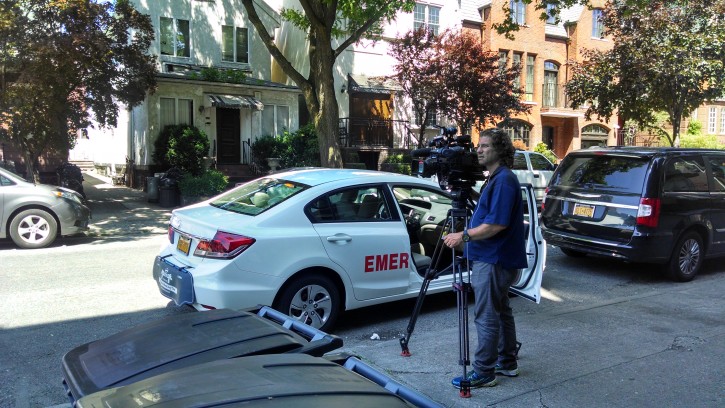 FOX 5 filming the vehicle to be used by Ezras Nashim for emergency calls