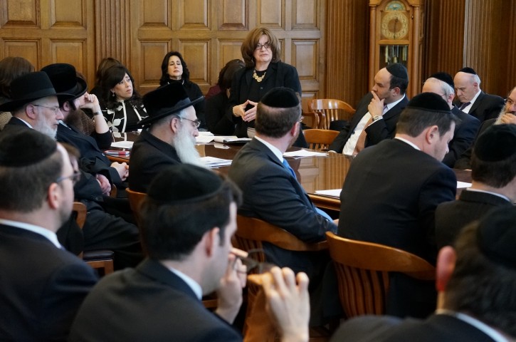 Mrs. Leah Steinberg, director of special education affairs at Agudah Israel giving a speech in Albany June 18, 2014. Mrs. Steinberg has been on the forefront for many years to advocate on behalf of disabled children.