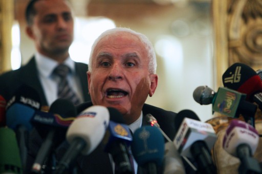 File: Senior Fatah member Azzam al-Ahmad talks to media at a press conference. EPA/KHALED ELFIQI
