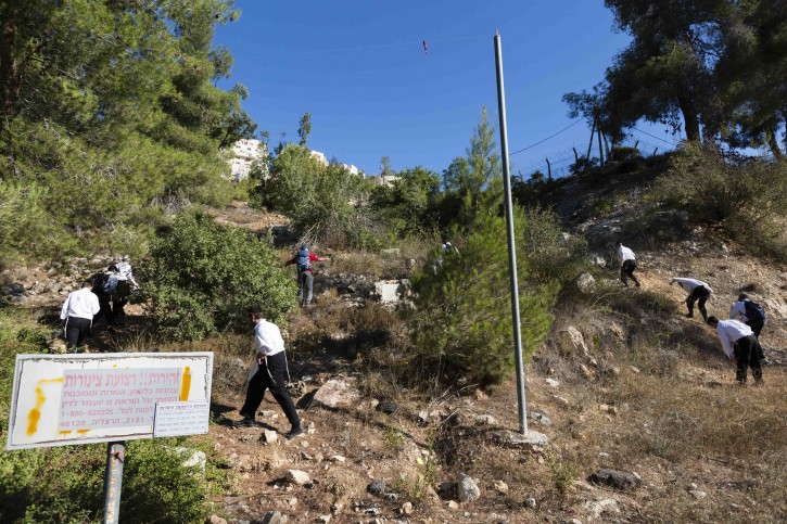 Police and Border Patrol officers together with voluneers continue the search for missing Yeshiva student, Aharon Sofer, around the Jerusalem Forest, on August 26, 2014. Sofer has been missing since Friday, August 22. Photo by Flash 90