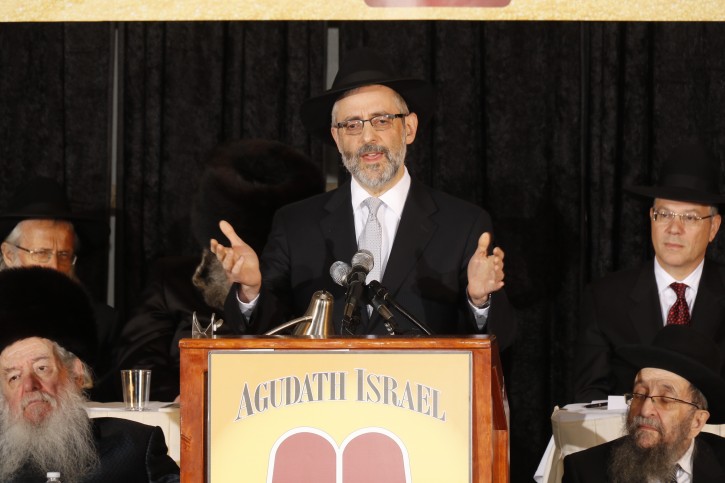  Rabbi Chaim Dovid Zwiebel addressing the convention Nov. 15, 2014