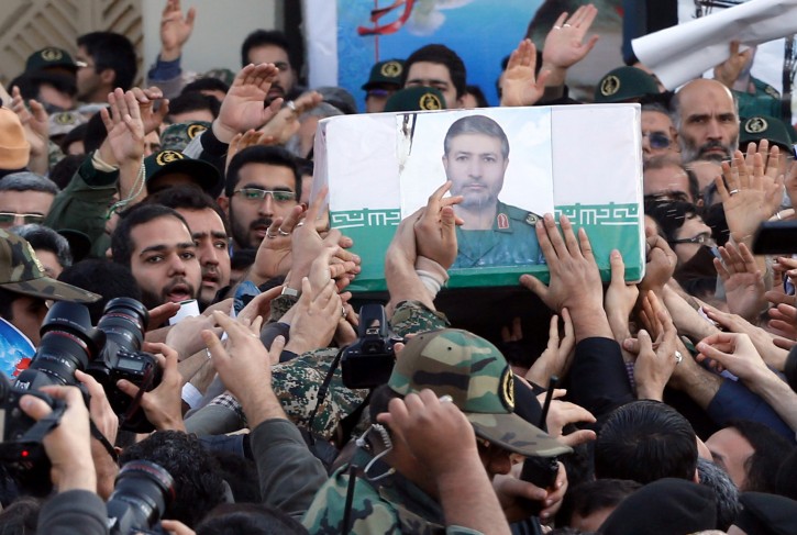  Iranians carry the coffin of Iranian Revolutionary Guard Commander General Mohammad Ali Allahdadi in Tehran, Iran, 21 January 2015. 