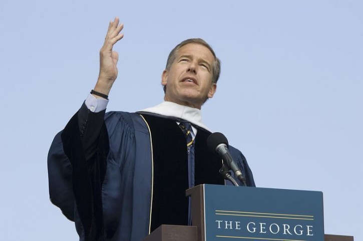 FILE - NBC News anchor Brian Williams delivers remarks after receiving an honorary doctorate in humane letters during commencement ceremonies from George Washington University on the National Mall in Washington, May 20, 2012.   REUTERS/Jonathan Ernst 