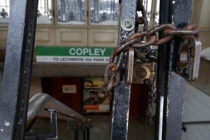 The gates of the Copley subway station are locked closed in Boston, Massachusetts February 10, 2015. Reuters
