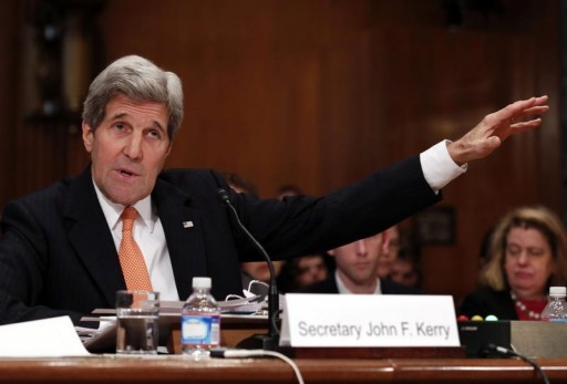 U.S. Secretary of State John Kerry testifies at a Senate Appropriations State, Foreign Operations and Related Programs Subcommittee hearing on review FY2016 funding request and budget justification for the State Department on Capitol Hill in Washington February 24, 2015. REUTERS/Yuri Gripas