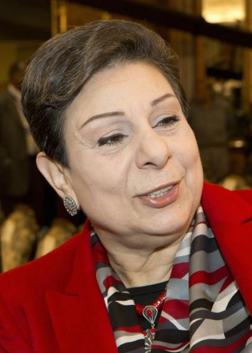 FILE - Palestinian legislator and activist Hanan Ashrawi attends the first International Conference Of Council for Arab and International Relations in Kuwait City February 11, 2013. REUTERS/Stephanie Mcgehee