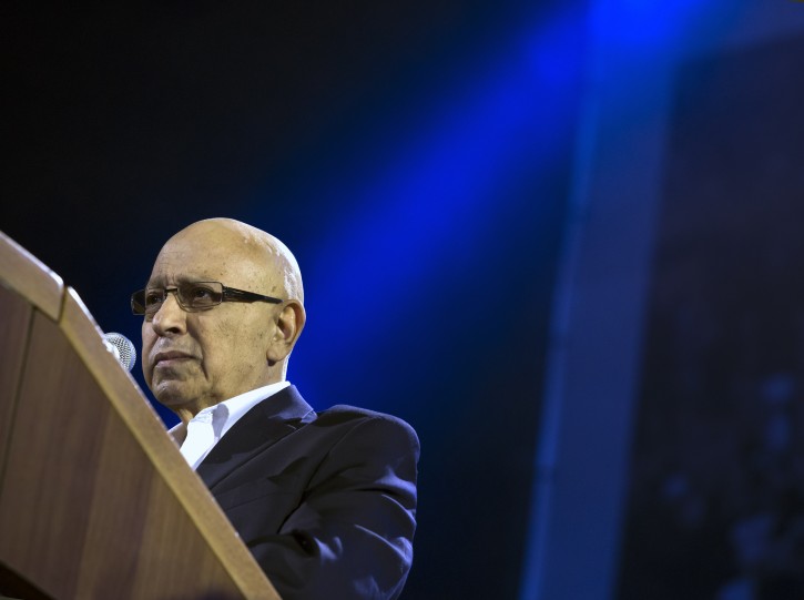 Former Israeli Mossad intelligence chief Meir Dagan speaking for a change in government at a huge rally called 'Israel Needs Change' in Rabin Square in Tel Aviv, 07 March 2015. Dagan called Prime Minister Benjamin Netanyahu's policies and actions 'destructive for the future and security of Israel?  EPA/JIM HOLLANDER