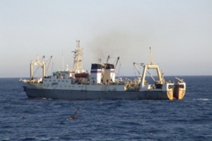 In this undated photo provided by Russian Emergency Situations Ministry, a Russian trawler, the same type as Dalny Vostok, is seen in an undisclosed location. The Russian freezer trawler Dalny Vostok with an international crew of 132 sank Thursday morning, April 2, 2015, in the Sea of Okhotsk off of the Kamchatka Peninsula, rescue workers said. (AP Photo/Russian Emergency Situations Ministry Press Service)