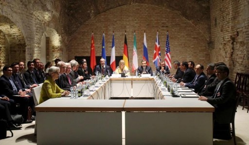 FILE - Negotiators of Iran and six world powers face each other at a table in the historic basement of Palais Coburg hotel in Vienna April 24, 2015.REUTERS