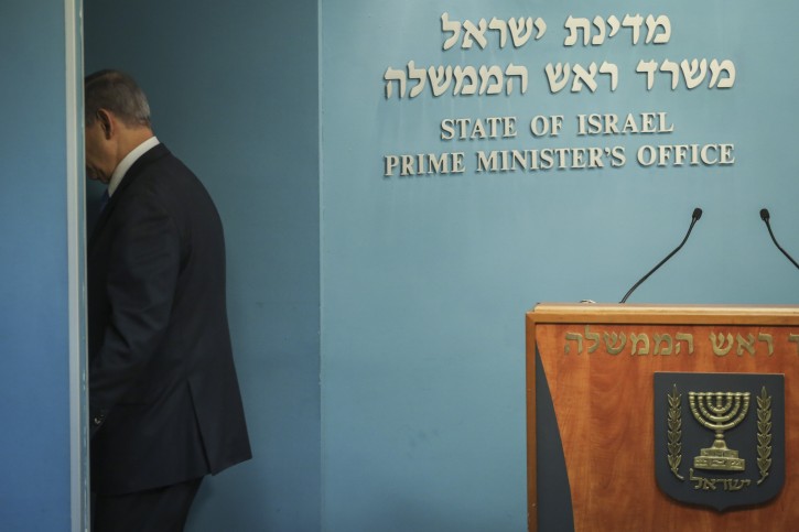Prime Minister Benjamin Netanyahu seen leaving after delivering a statement to the press following the nuclear deal with Iran that was agreed upon today by the US, at the PM's Office in Jerusalem, on July 14, 2015. Photo by Hadas Parush/Flash90
