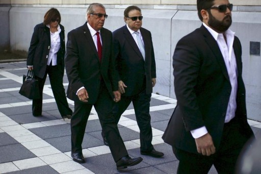 FILE - Florida ophthalmologist Salomon Melgen (2nd R) arrives to the Federal court in Newark, New Jersey April 2, 2015.REUTERS
