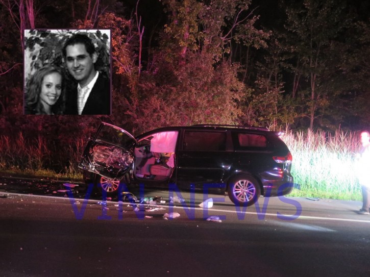 The van involved in an accident last night that seriously injured Misha and Estee Rapaport (insert photo) (Vinnews.com)
