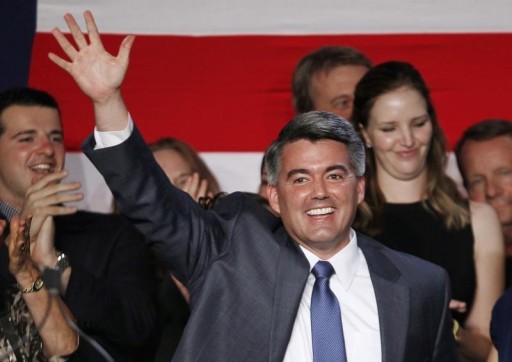 FILE - Republican Cory Gardner waves after winning the midterm elections in Denver, Colorado, November 4, 2014.  REUTERS/Rick Wilking 