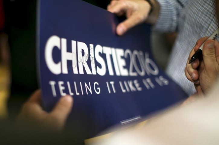 The autograph of New Jersey governor and Republican presidential candidate Chris Christie is seen after a town hall event in Sandown, New Hampshire, June 30, 2015.  REUTERS/Dominick Reuters