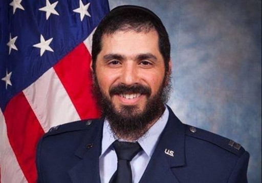 Rabbi Elie Estrin celebrates a new landmark a year-and-a-half after becoming the US Air Force's first bearded chaplain following the lifting of a ban on displays of religious belief.