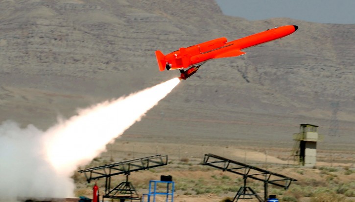 This undated photo released on 22 August , 2010, by the Iranian Defence Ministry, claims to show the launch of the long-range drone, dubbed Karar (striker), by the Iranian armed forces, at an undisclosed location.  EPA