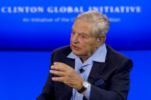 FILE - Billionaire hedge fund manager George Soros speaks during a discussion at the Clinton Global Initiative's annual meeting in New York, September 27, 2015.  REUTERS/Brendan McDermid