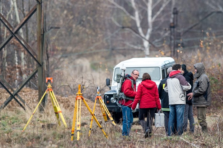FILE - Specialists of the AGH University of Science and Technology examine the area on the 65th kilometer of the railway track Wroclaw-Walbrzych, where an armoured train from World War II was allegedly discovered, in Walbrzych, Poland, 14 November 2015. EPA